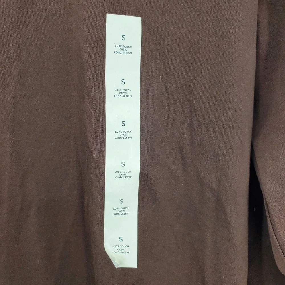 Banana Republic Luxe Touch Long Sleeve Crew Neck Tee Dark Oak Brown Minimalist